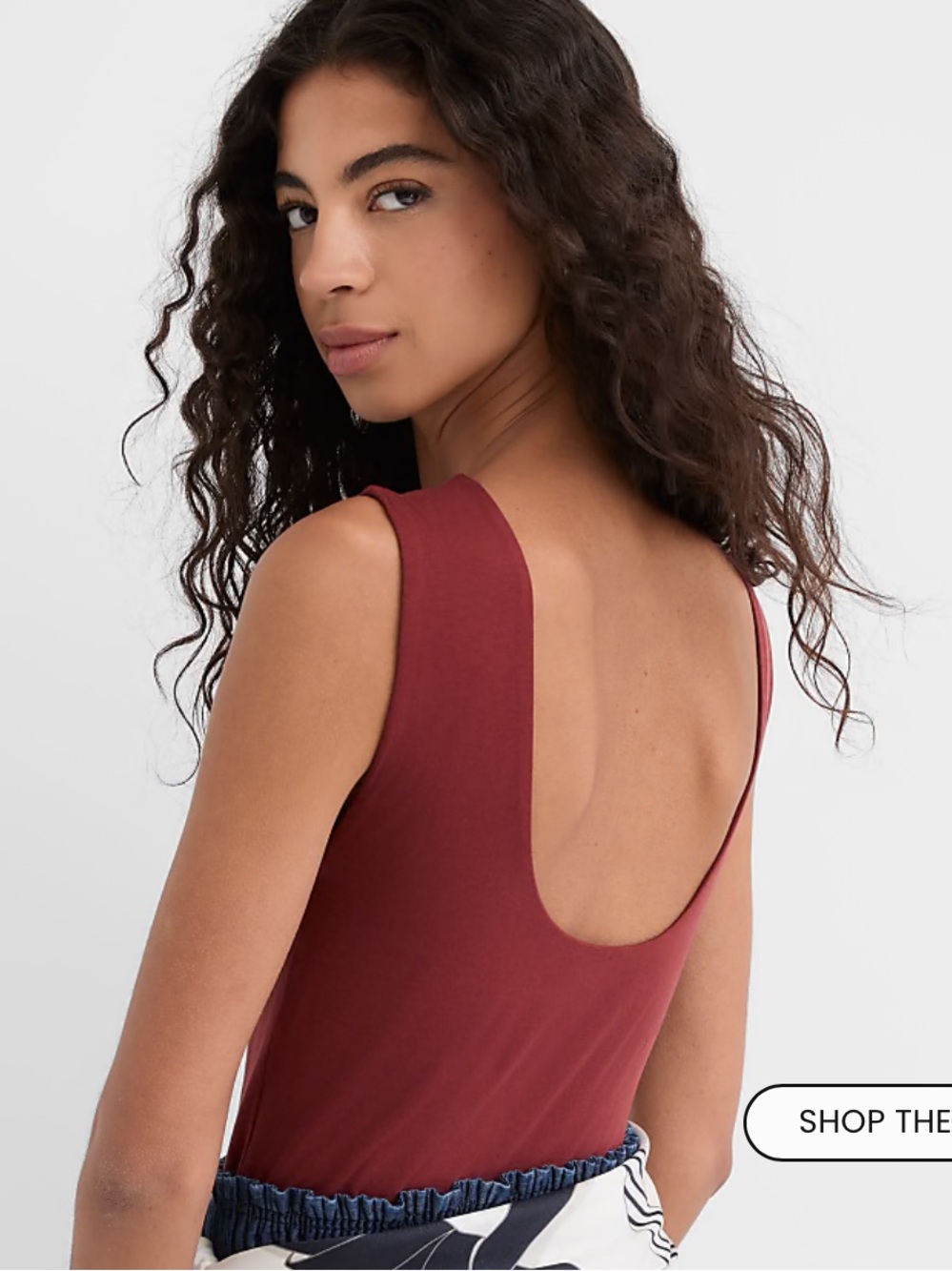 Loft scoop back boatneck tank top